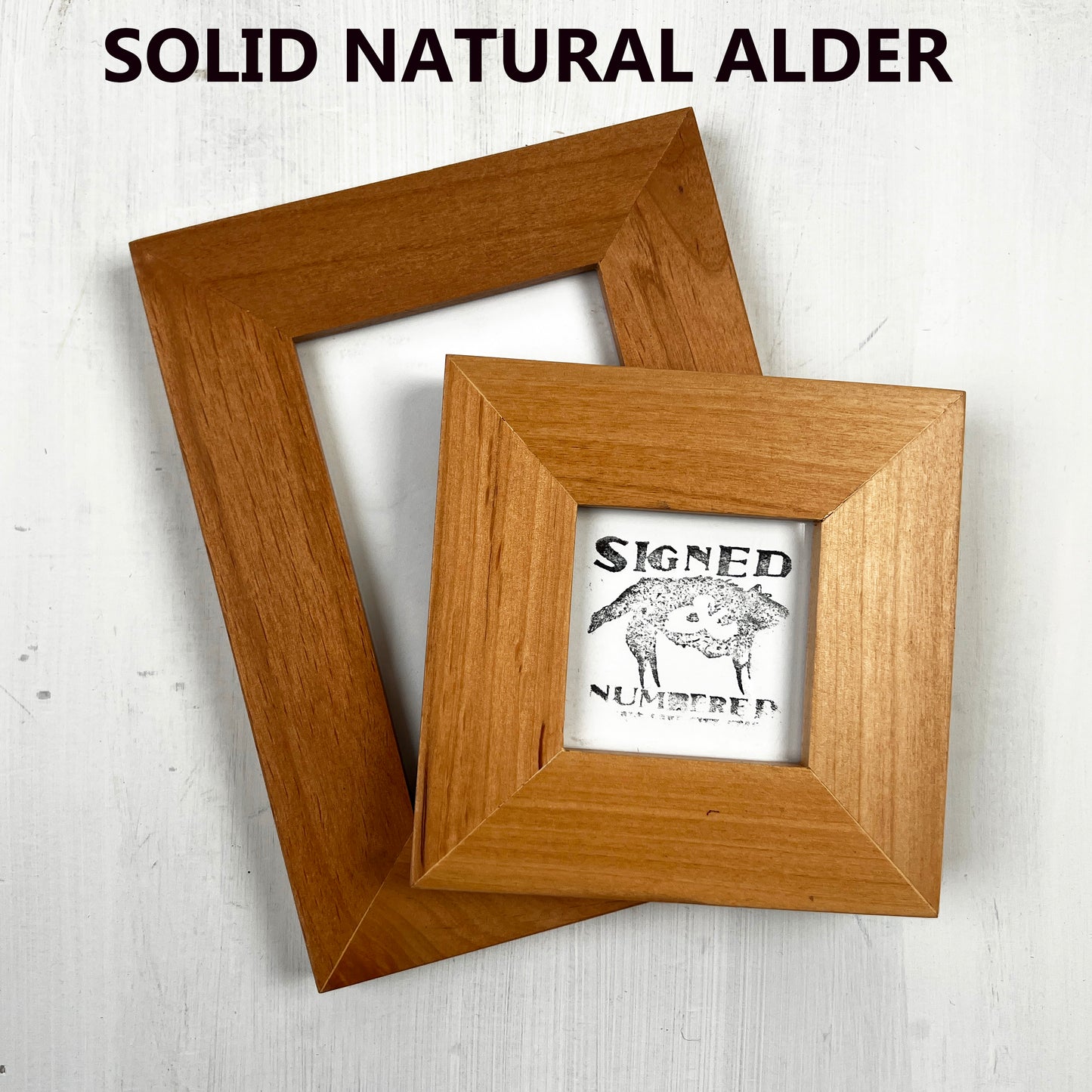 Solid Alder Picture Frame in 1.5" Hardwood Molding - Choose Your Size - Ships Right Away!
