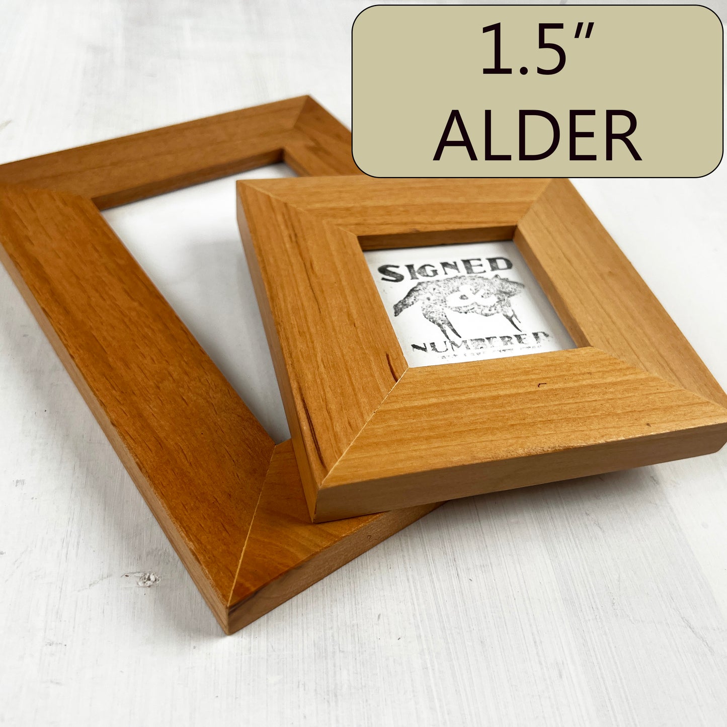 Solid Alder Picture Frame in 1.5" Hardwood Molding - Choose Your Size - Ships Right Away!