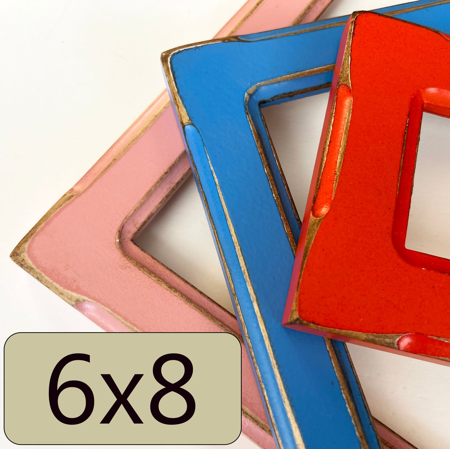 6x8" frame in 1.5 Wide Bones style - Choose your color - FREE SHIPPING