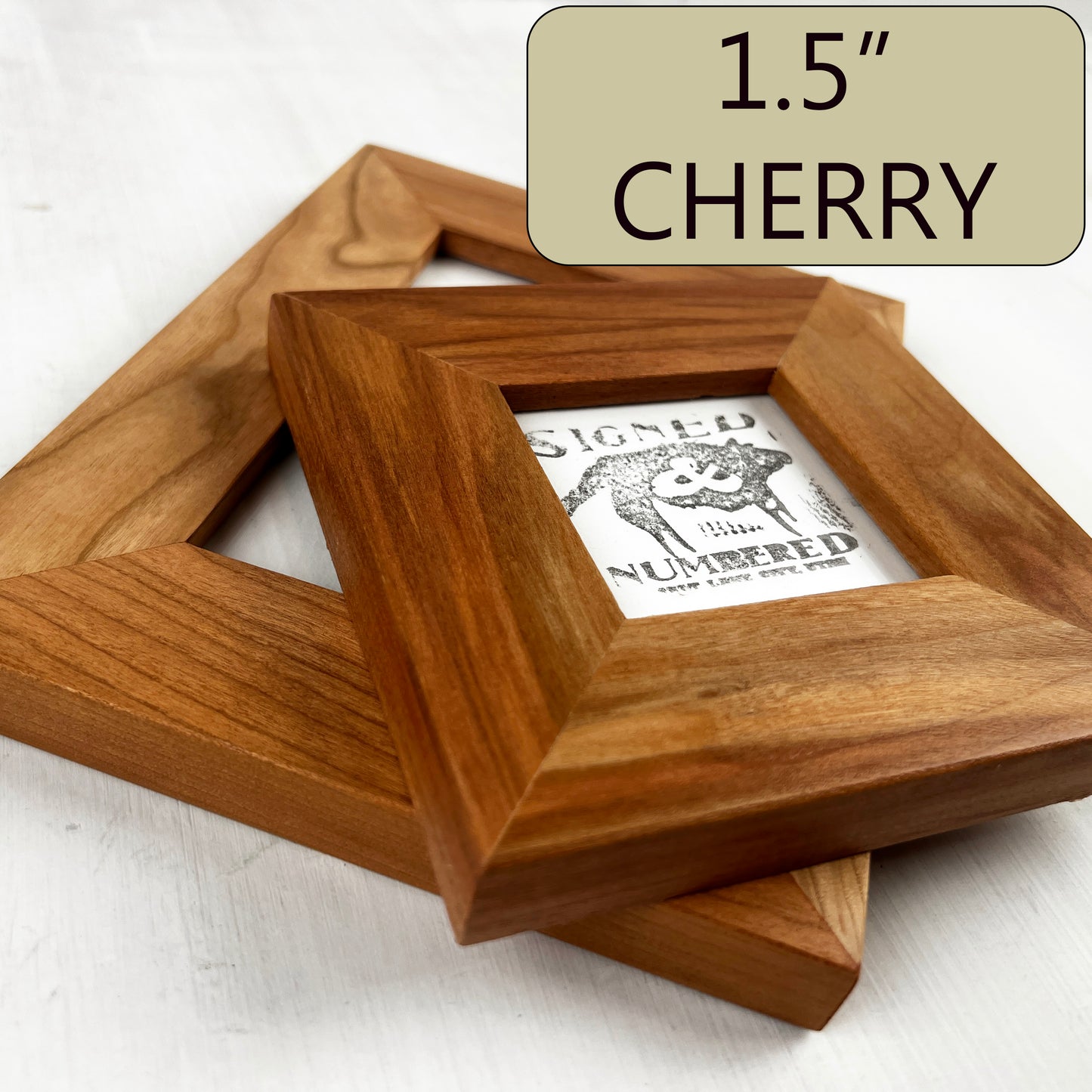 Solid Cherry Picture Frame in 1.5" Hardwood Molding - Choose Your Size - Ships Right Away!