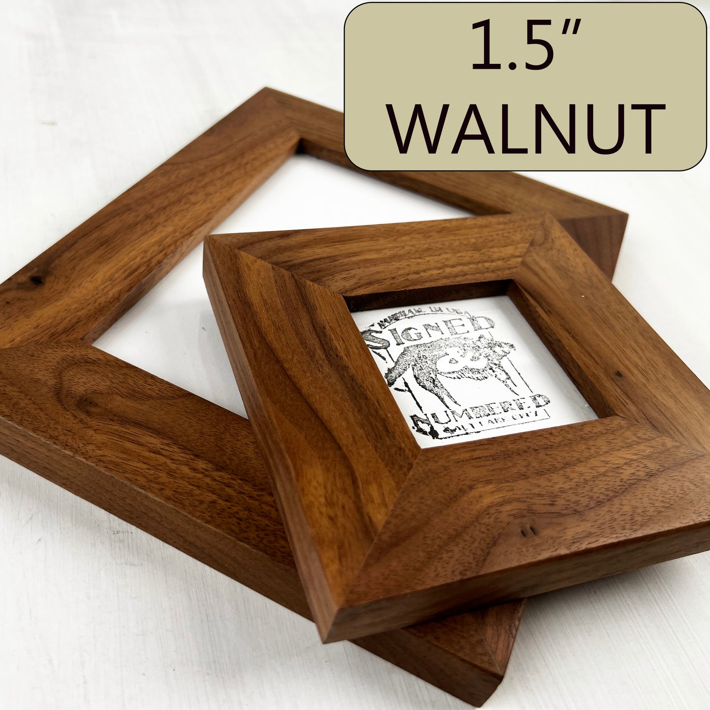 Solid Walnut Picture Frame in 1.5" Hardwood Molding - Choose Your Size - Ships Right Away!
