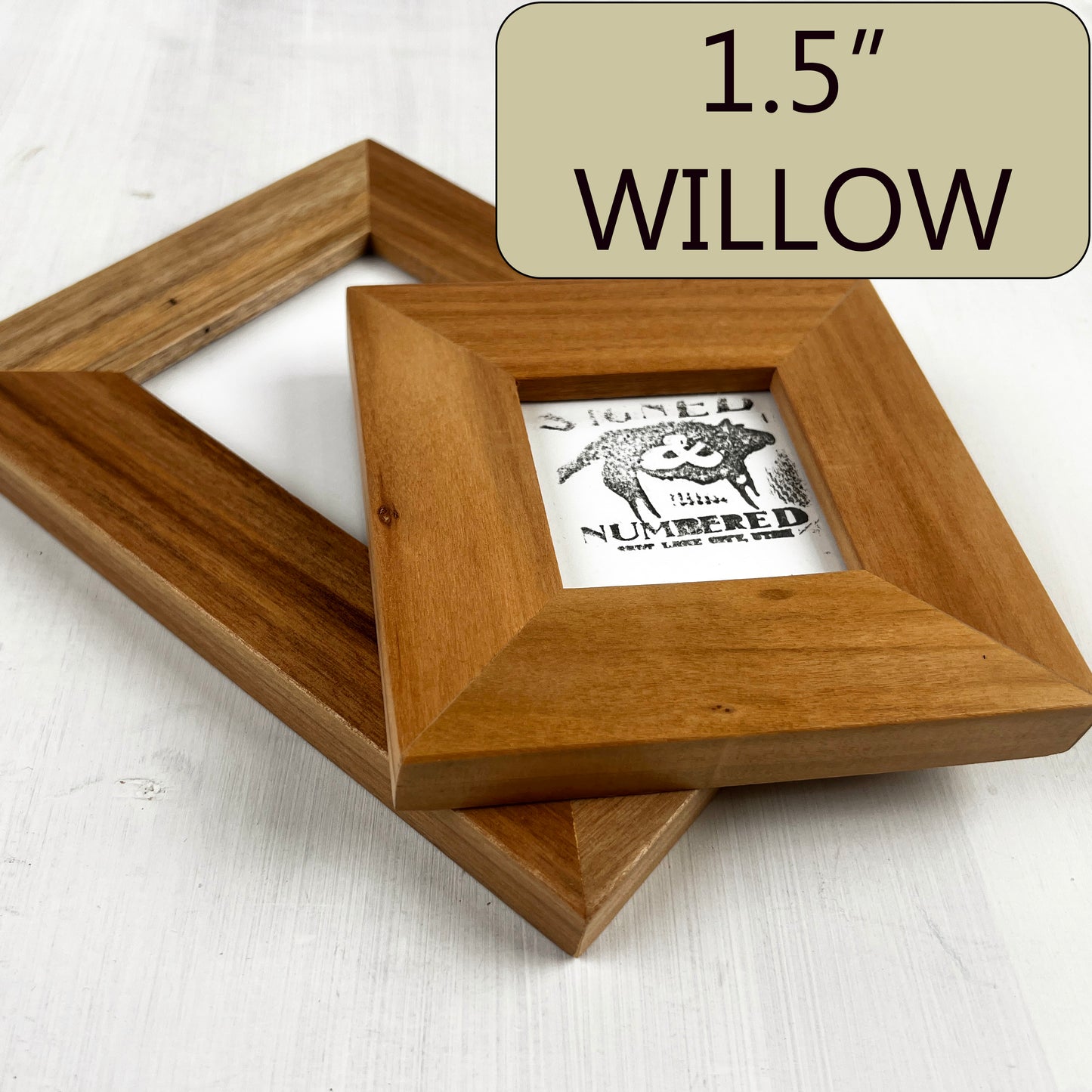 Solid Willow Picture Frame in 1.5" Hardwood Molding - Choose Your Size - Ships Right Away!