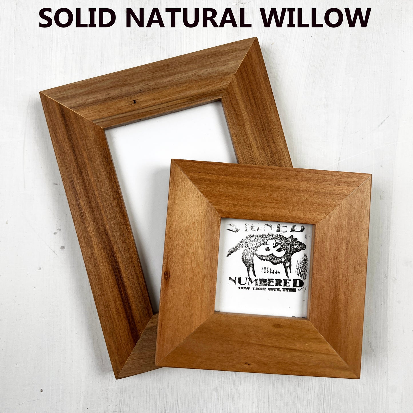 Solid Willow Picture Frame in 1.5" Hardwood Molding - Choose Your Size - Ships Right Away!