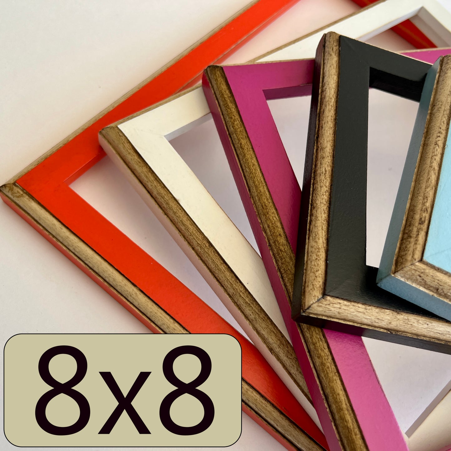 8x8" frame in 1x1 2Tone style - Choose your color - FREE SHIPPING