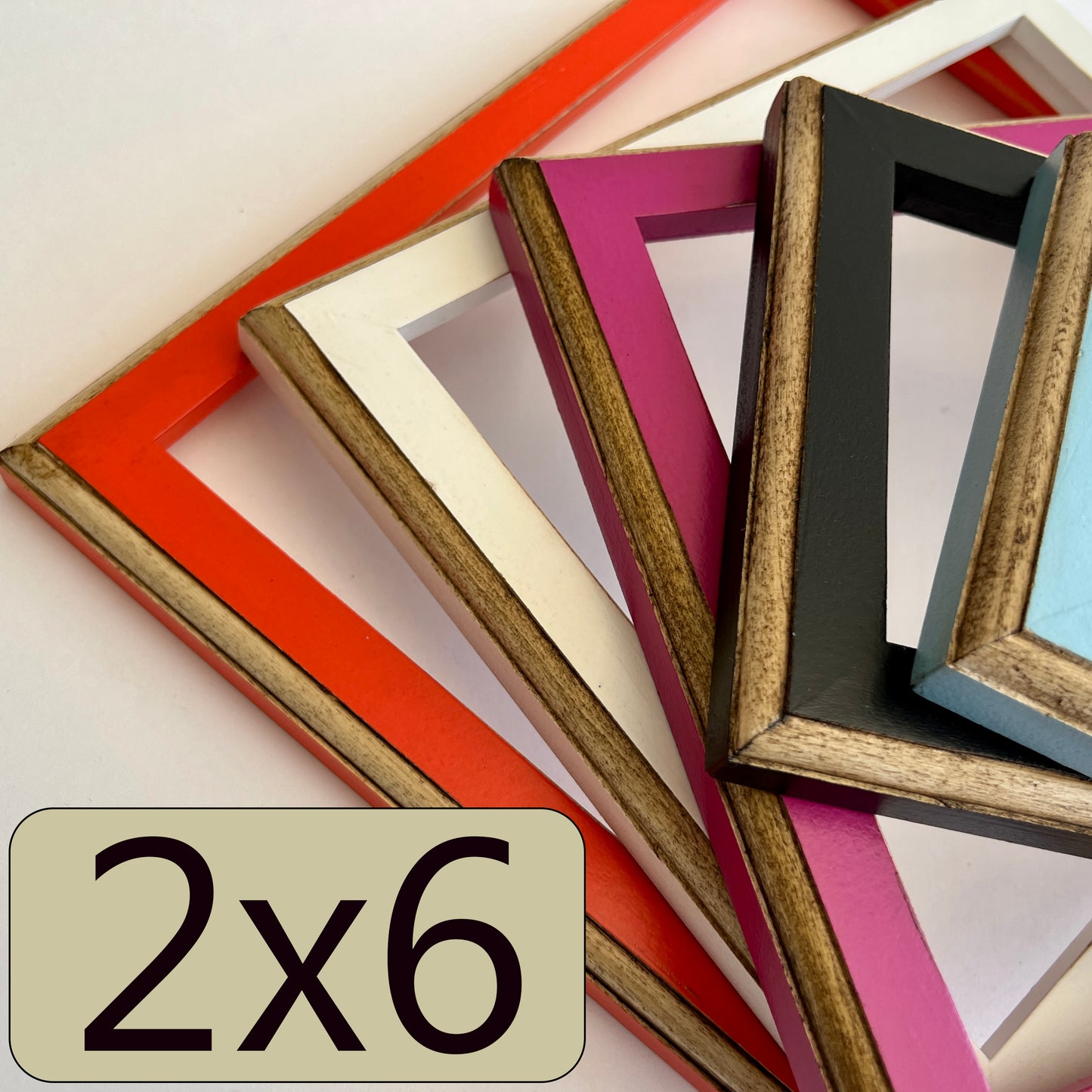 2x6" frame in 1x1 2Tone style - Choose your color - FREE SHIPPING