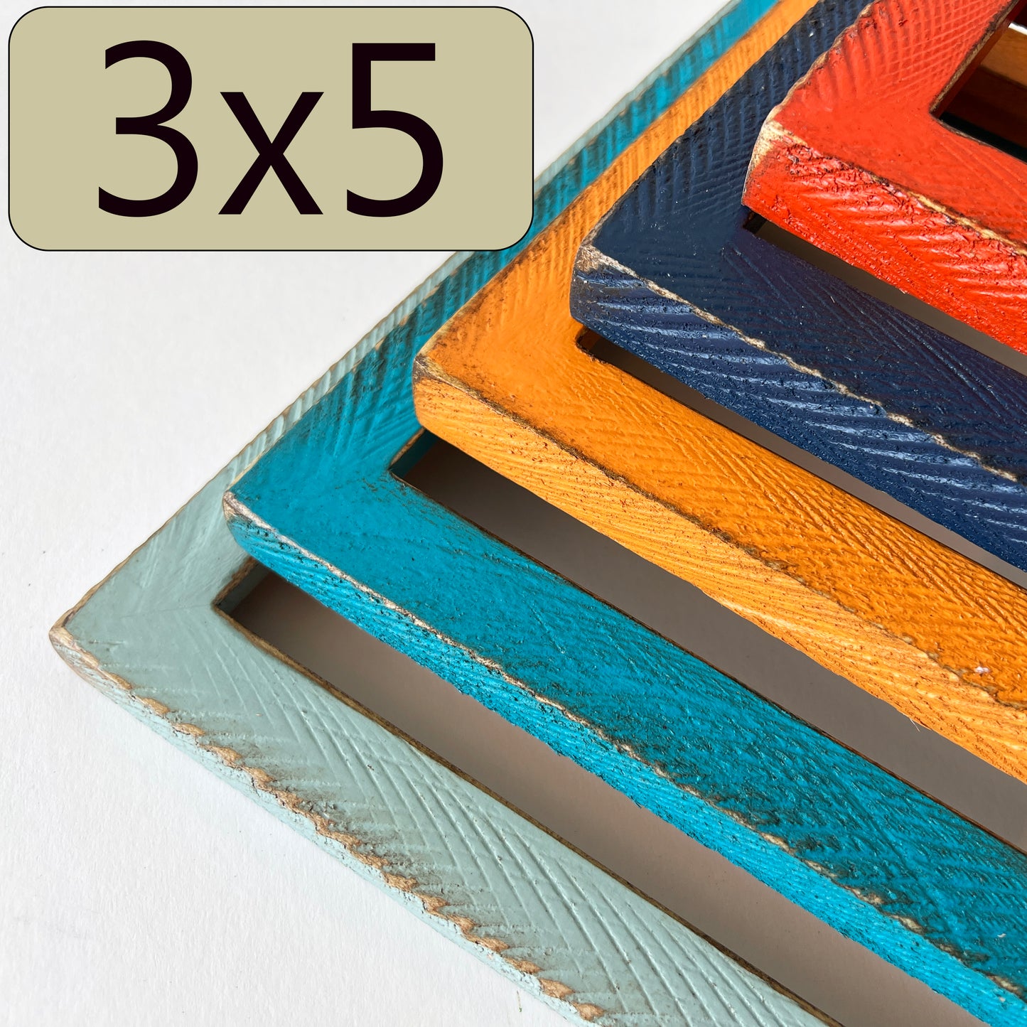 3x5" frame in 1x1 Roughsawn style - Choose your color - FREE SHIPPING