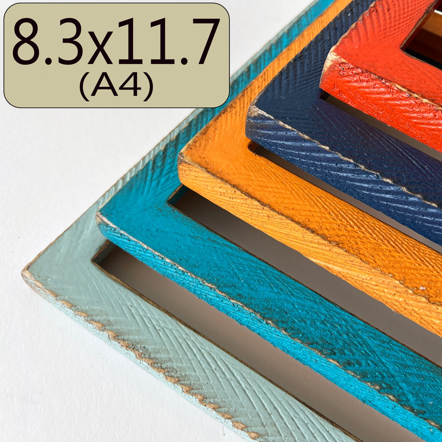 A4 8.3x11.7" frame in 1x1 Roughsawn style - Choose your color - FREE SHIPPING