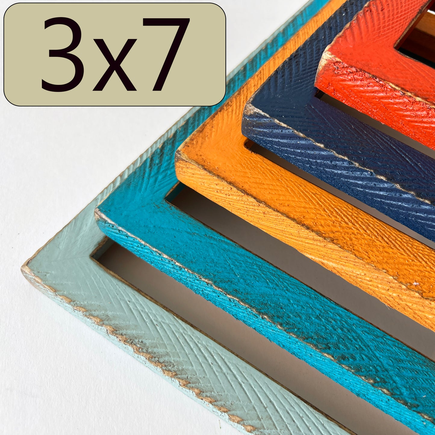 3x7" frame in 1x1 Roughsawn style - Choose your color - FREE SHIPPING