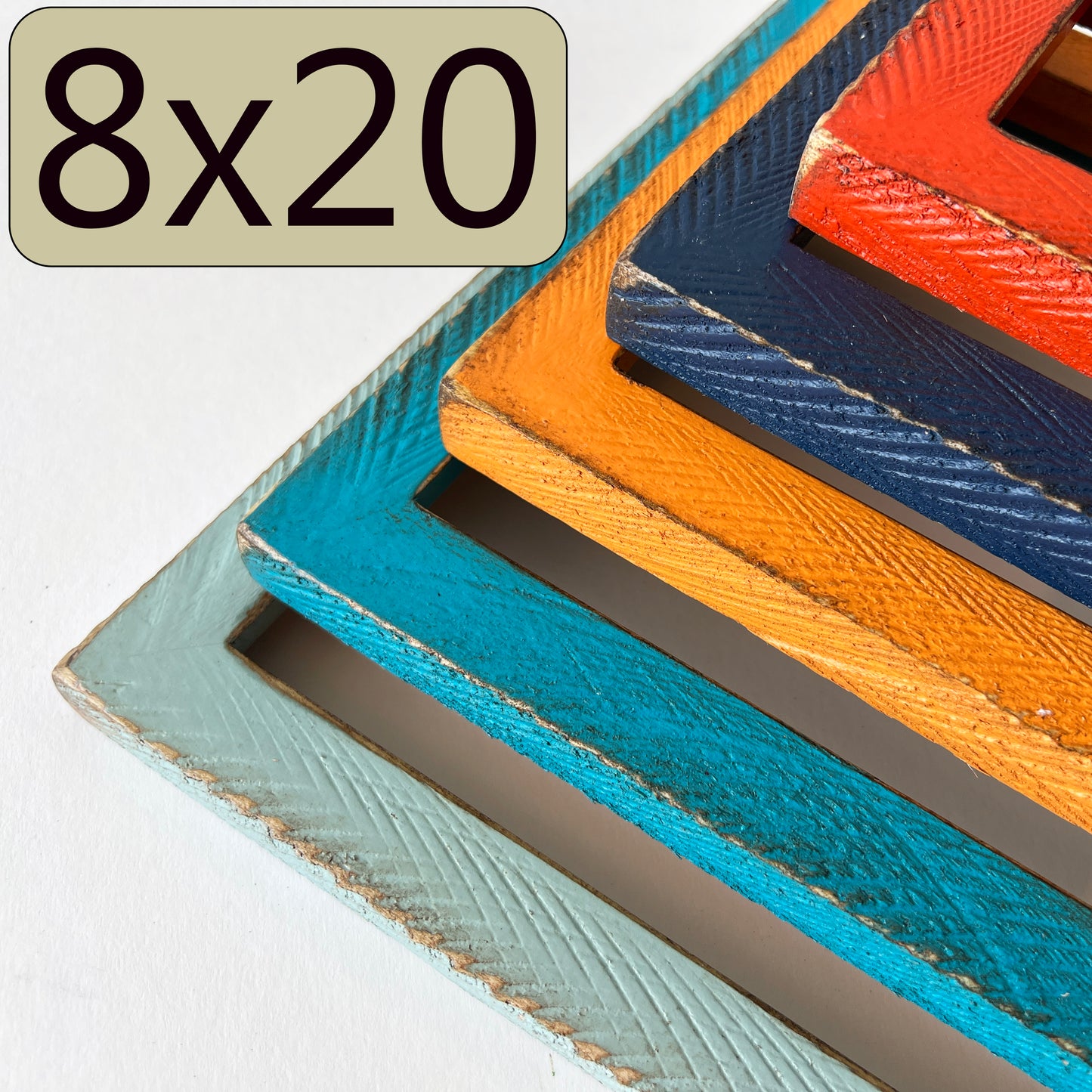 8x20" frame in 1x1 Roughsawn style - Choose your color - FREE SHIPPING