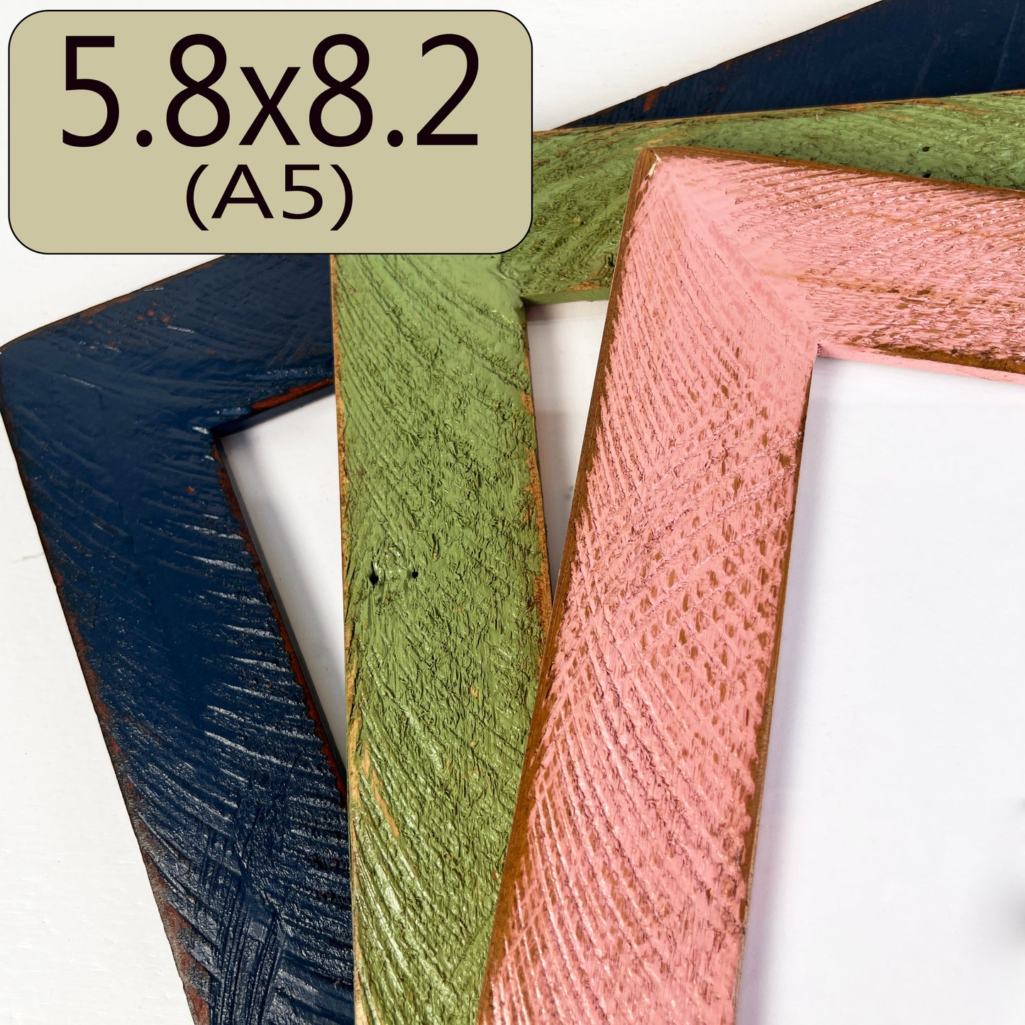 A5 5.8x8.2" frame in 2" Roughsawn style - Choose your color - FREE SHIPPING
