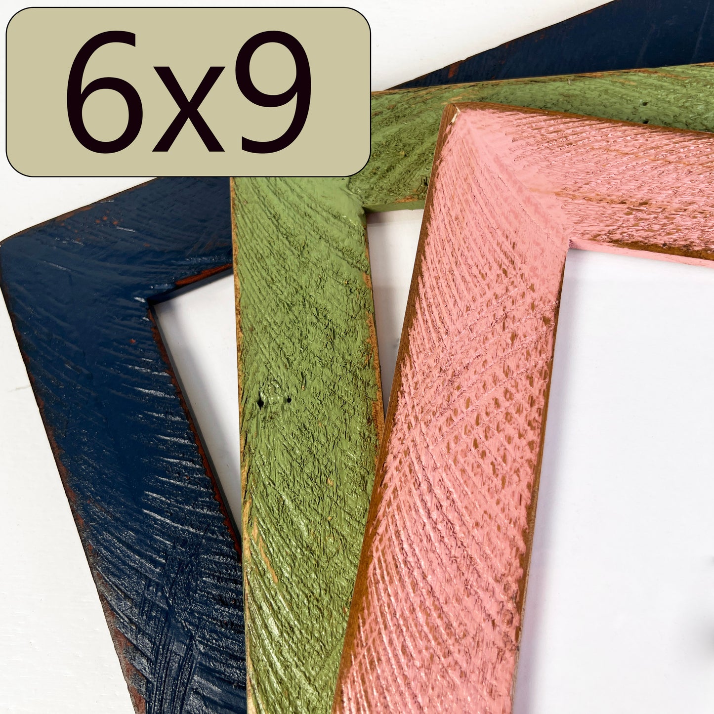6x9" frame in 2" Roughsawn style - Choose your color - FREE SHIPPING