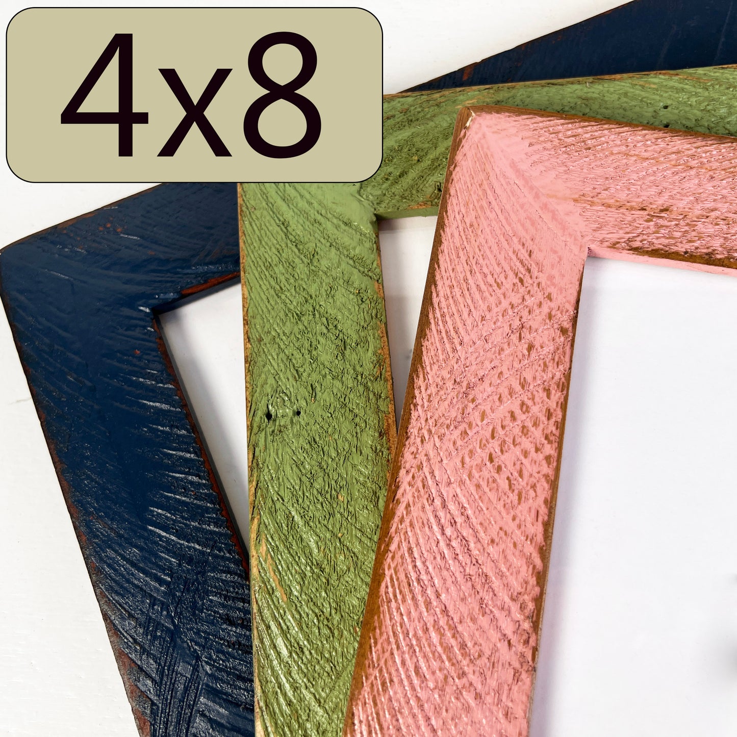 4x8" frame in 2" Roughsawn style - Choose your color - FREE SHIPPING