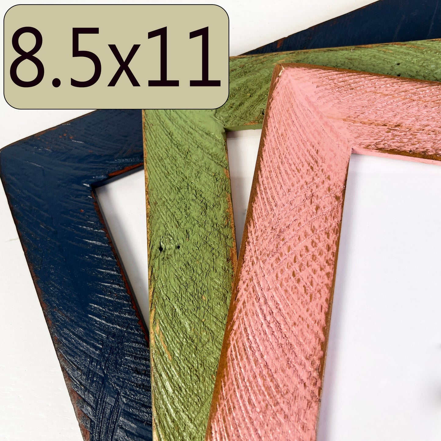 8.5x11" frame in 2" Roughsawn style - Choose your color - FREE SHIPPING