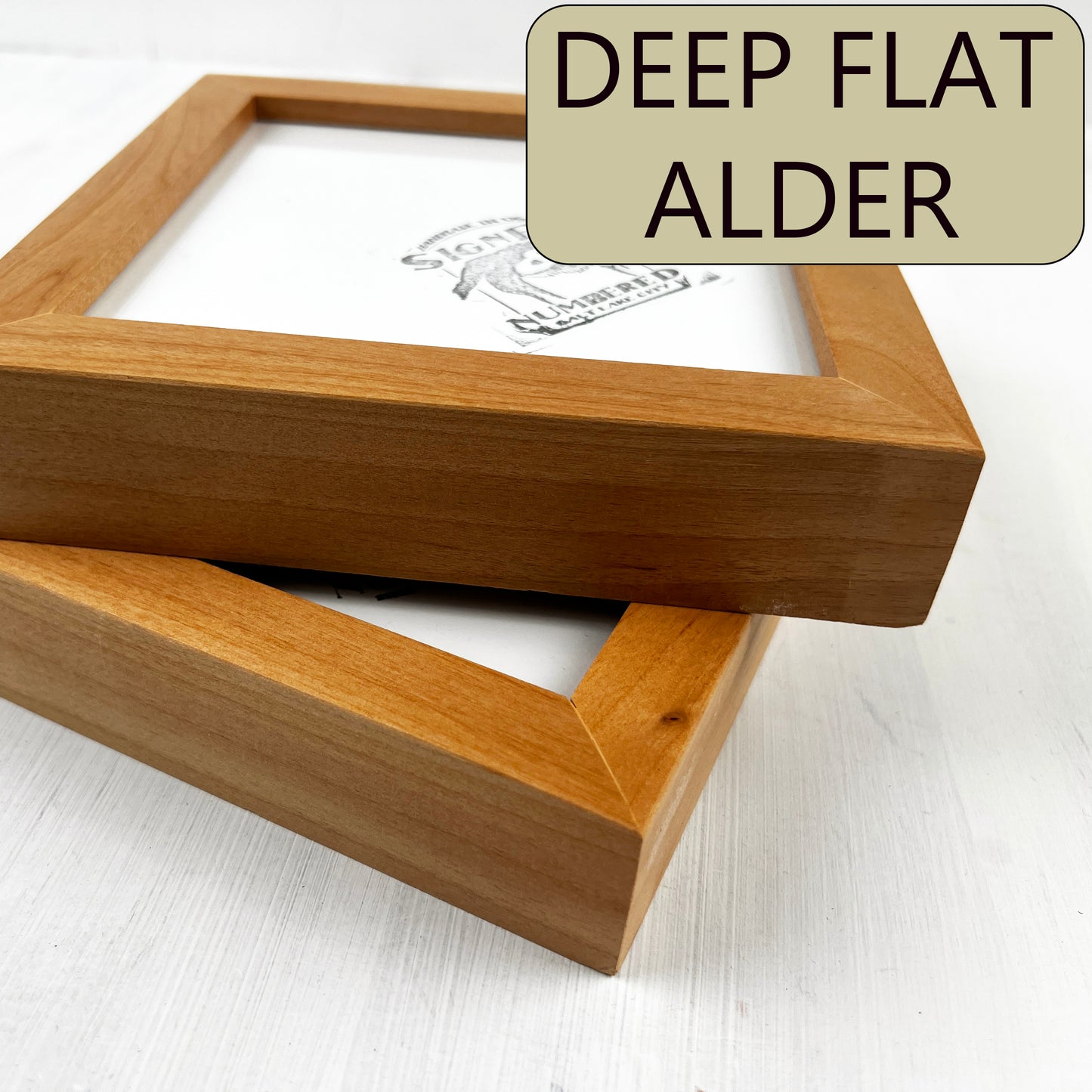 Solid Alder Picture Frame in Deep Flat Hardwood Molding - Choose Your Size - Ships Right Away!