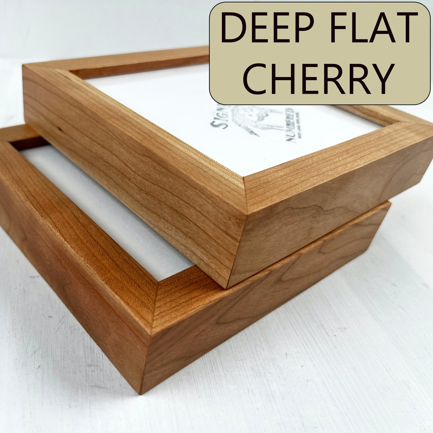 Solid Cherry Picture Frame in Deep Flat Hardwood Molding - Choose Your Size - Ships Right Away!
