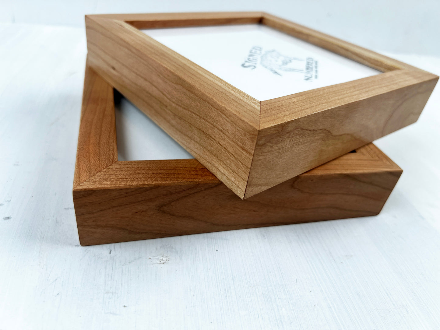Solid Cherry Picture Frame in Deep Flat Hardwood Molding - Choose Your Size - Ships Right Away!
