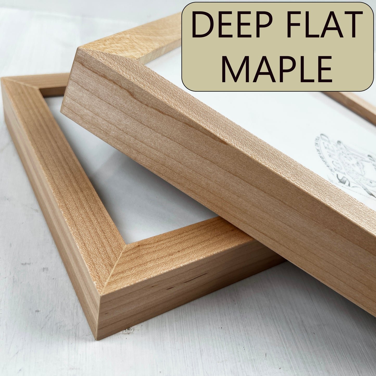 Solid Maple Picture Frame in Deep Flat Hardwood Molding - Choose Your Size - Ships Right Away!