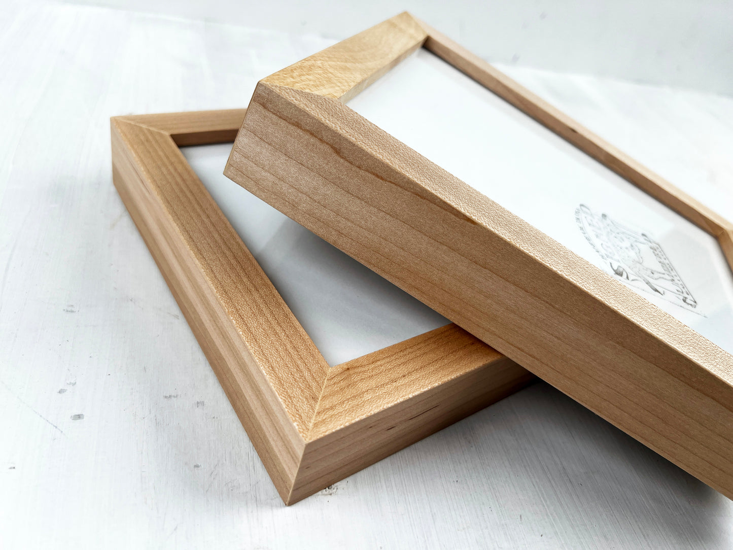 Solid Maple Picture Frame in Deep Flat Hardwood Molding - Choose Your Size - Ships Right Away!