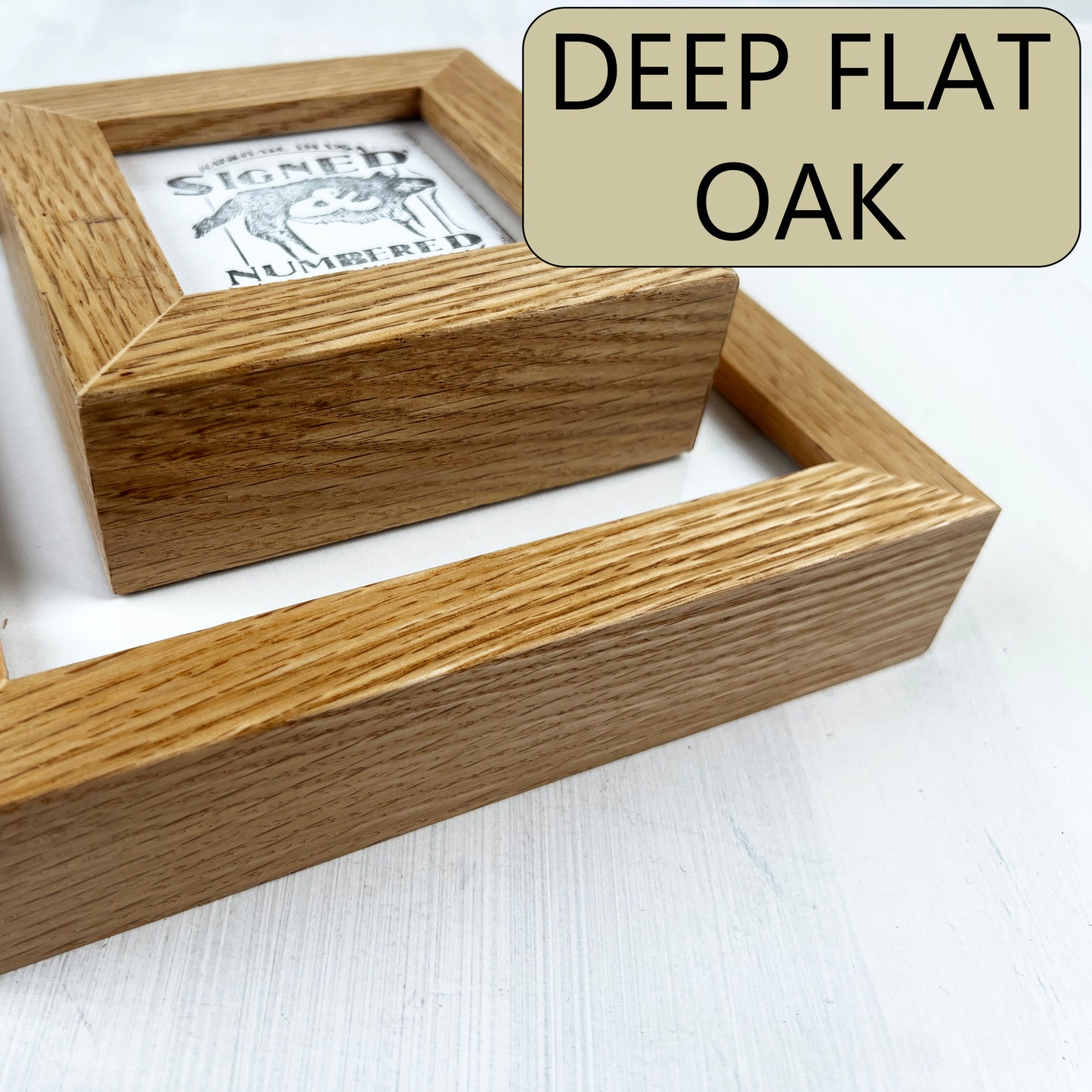 Solid Oak Picture Frame in Deep Flat Hardwood Molding - Choose Your Size - Ships Right Away!