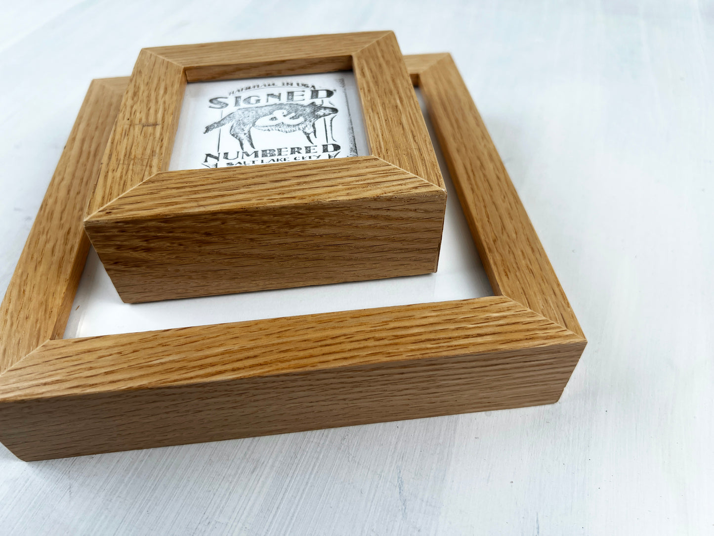 Solid Oak Picture Frame in Deep Flat Hardwood Molding - Choose Your Size - Ships Right Away!
