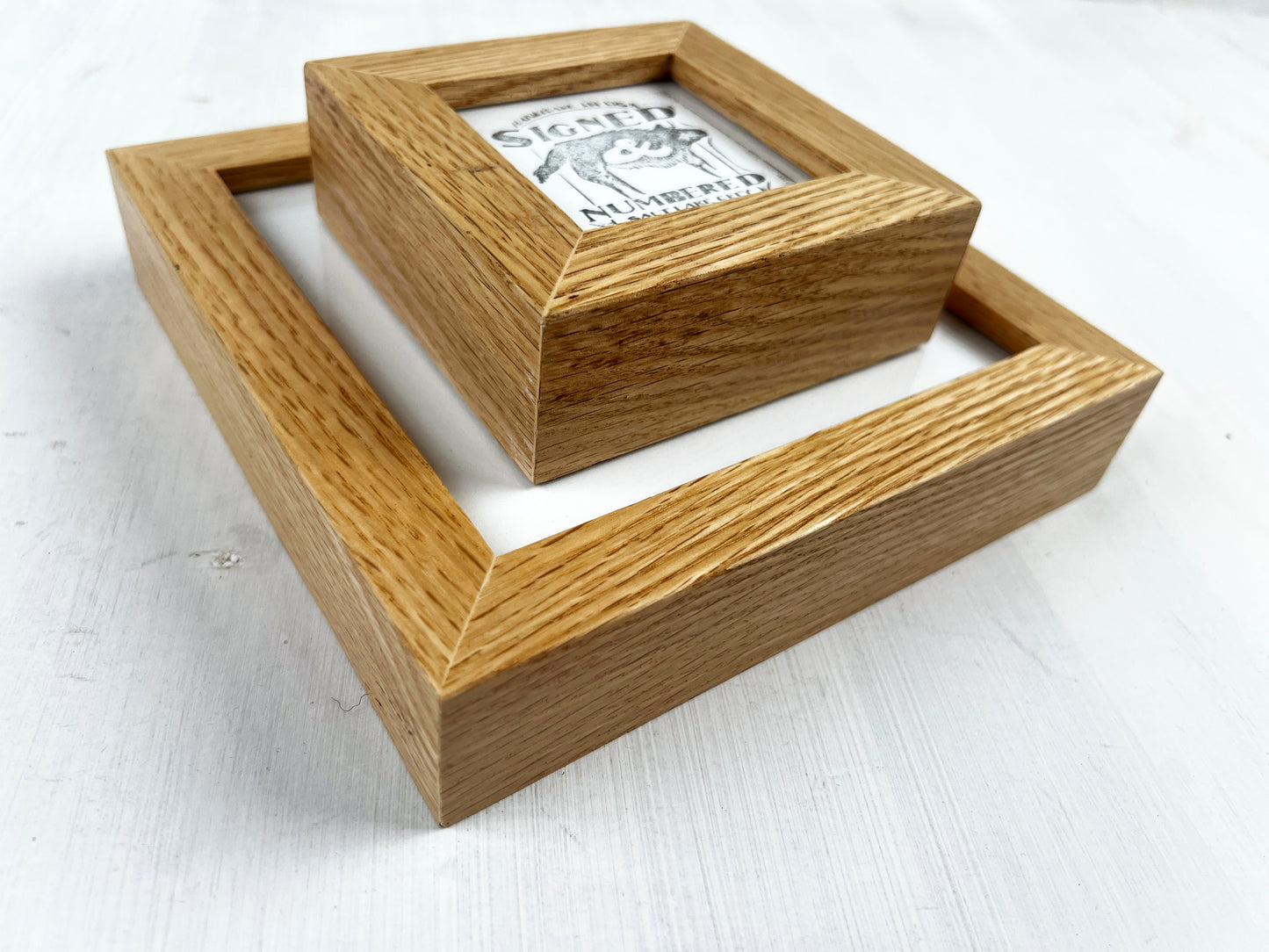 Solid Oak Picture Frame in Deep Flat Hardwood Molding - Choose Your Size - Ships Right Away!