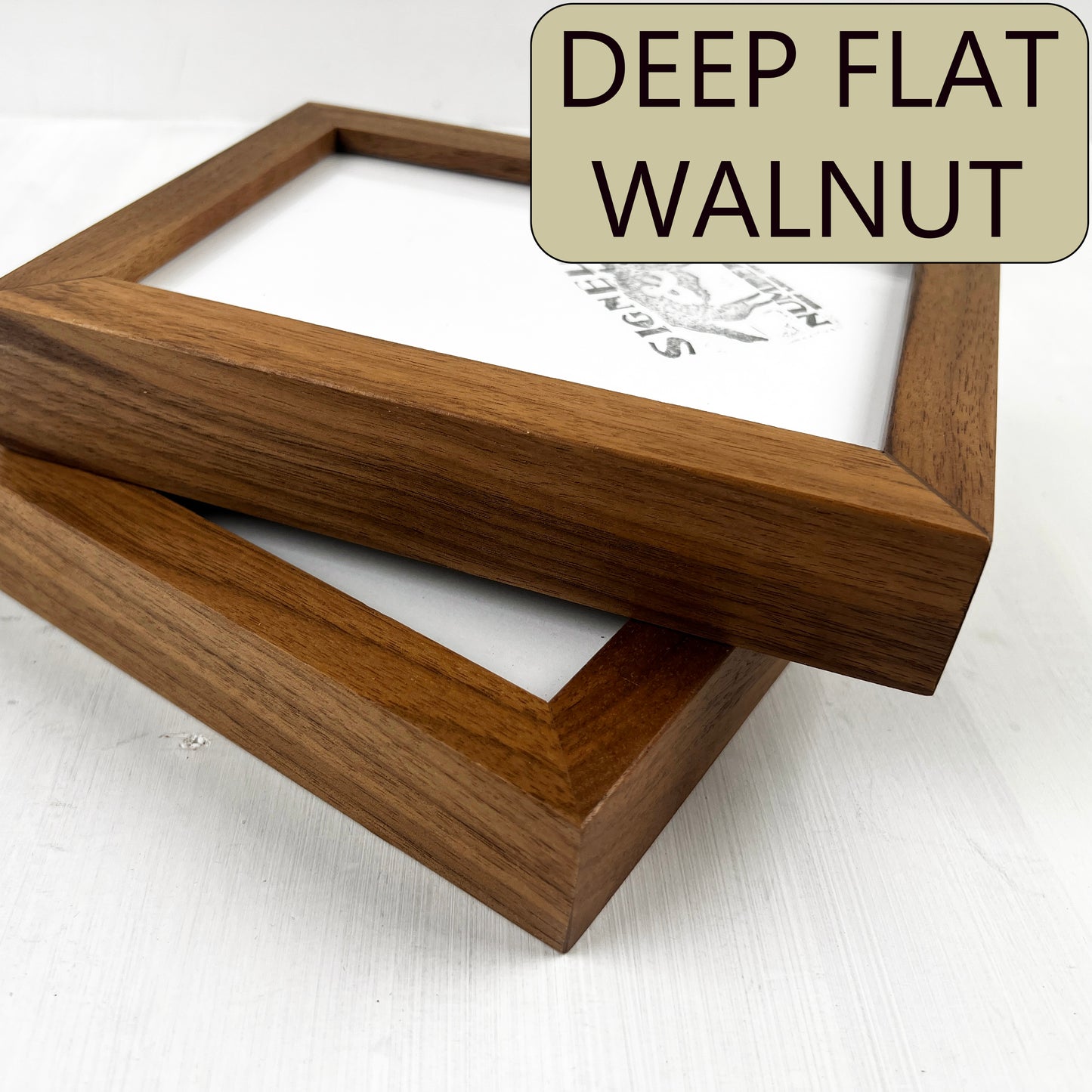 Solid Walnut Picture Frame in Deep Flat Hardwood Molding - Choose Your Size - Ships Right Away!
