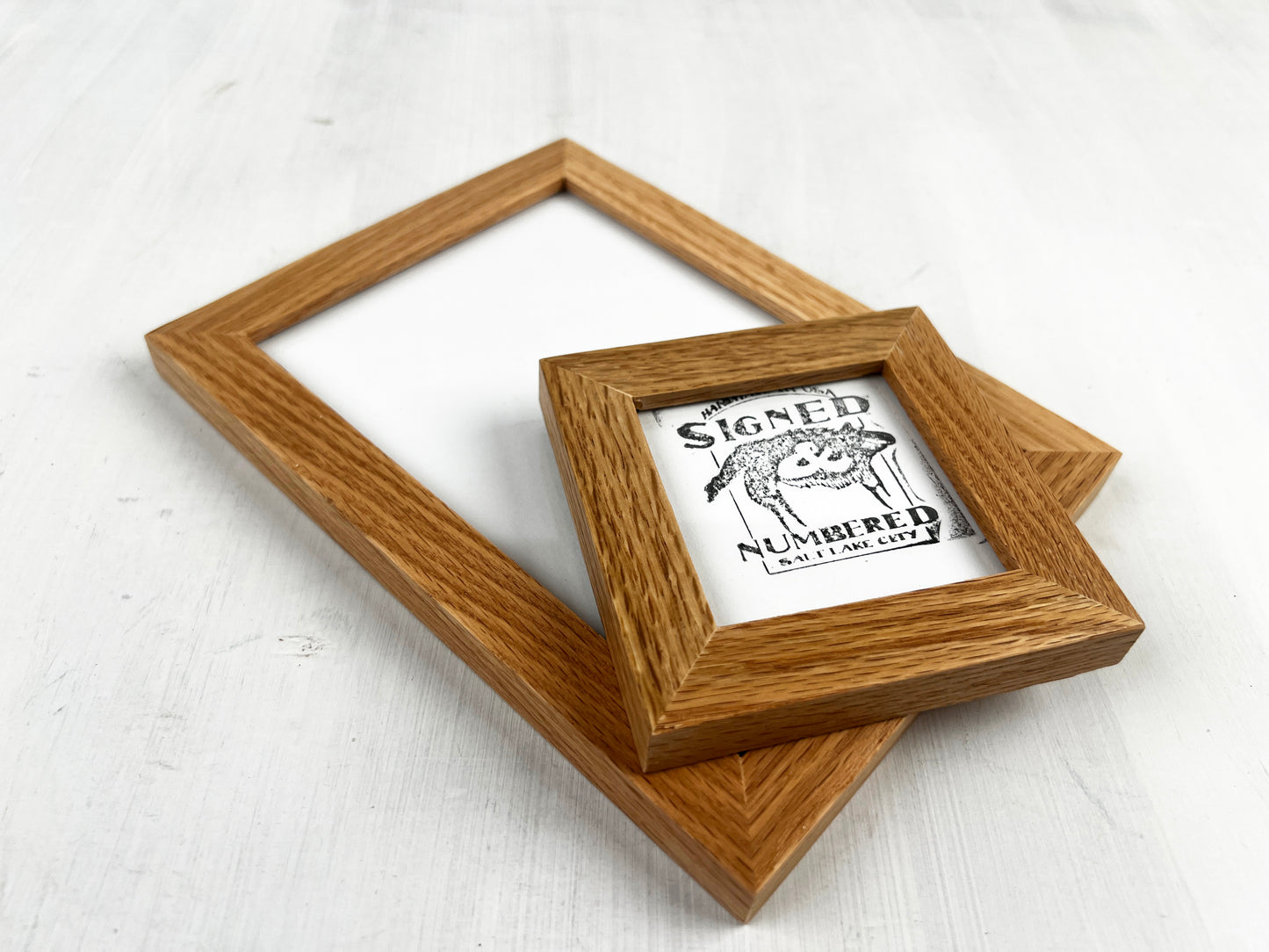 Solid Oak Picture Frame in Peewee Hardwood Molding- Choose Your Size - Ships Right Away!