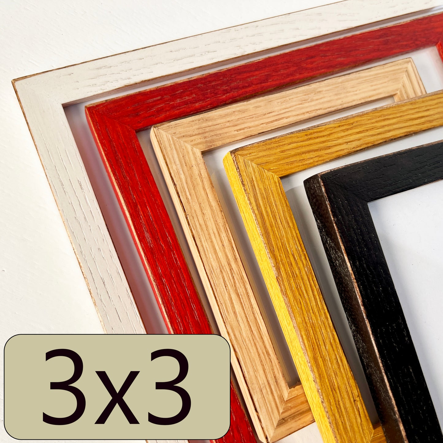 3x3" frame in Peewee Oak style - Choose your color - FREE SHIPPING