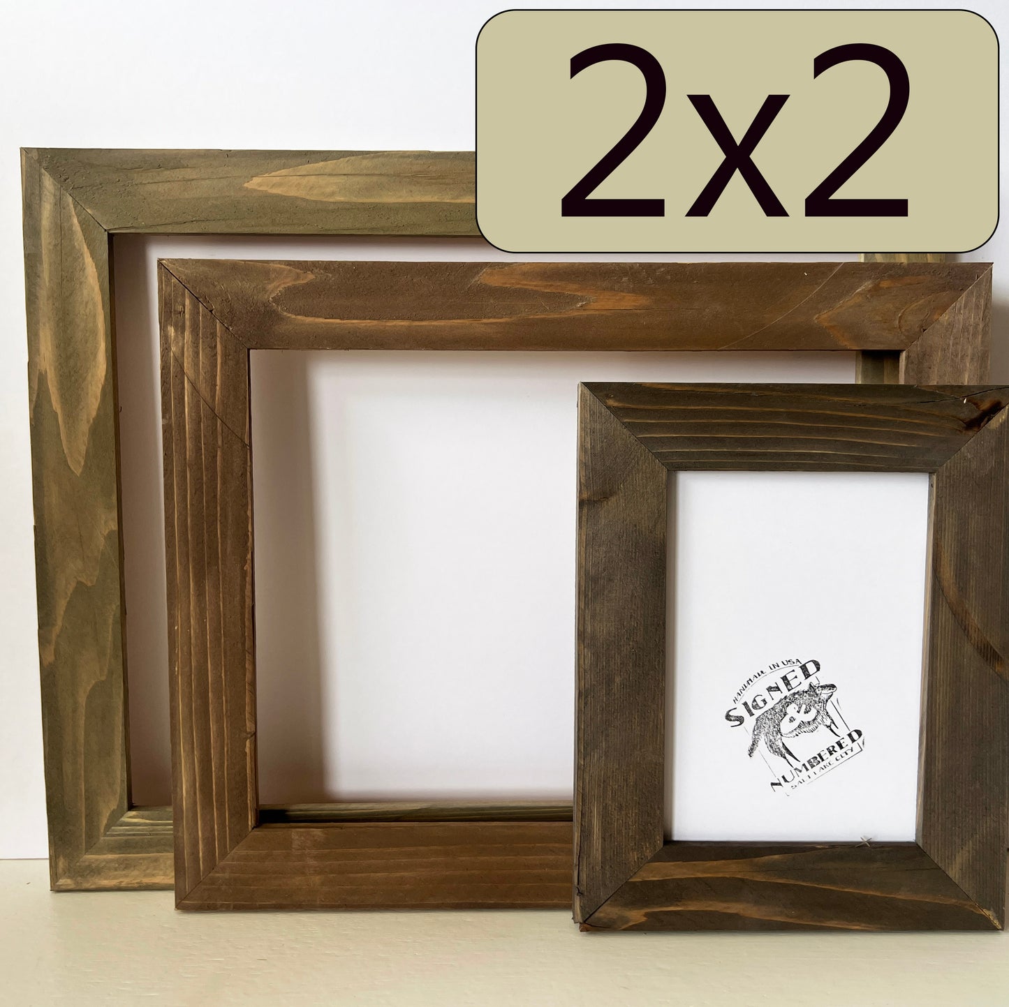 2x2" frame in Reclaimed Cedar style with Wash Finish - Choose your size - FREE SHIPPING