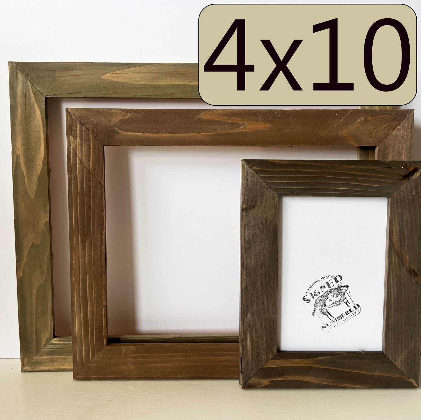4x10" frame in Reclaimed Cedar style with Wash Finish - Choose your size - FREE SHIPPING