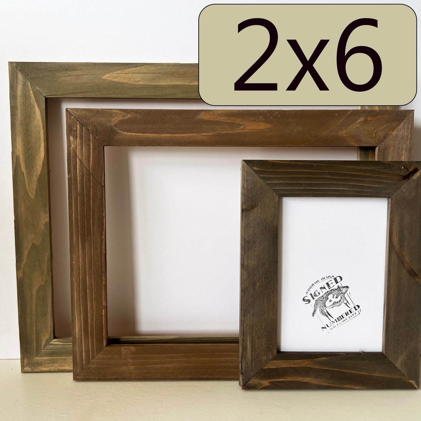 2x6" frame in Reclaimed Cedar style with Wash Finish - Choose your size - FREE SHIPPING