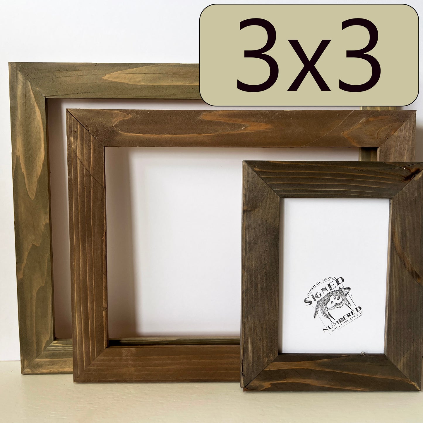 3x3" frame in Reclaimed Cedar style with Wash Finish - Choose your size - FREE SHIPPING