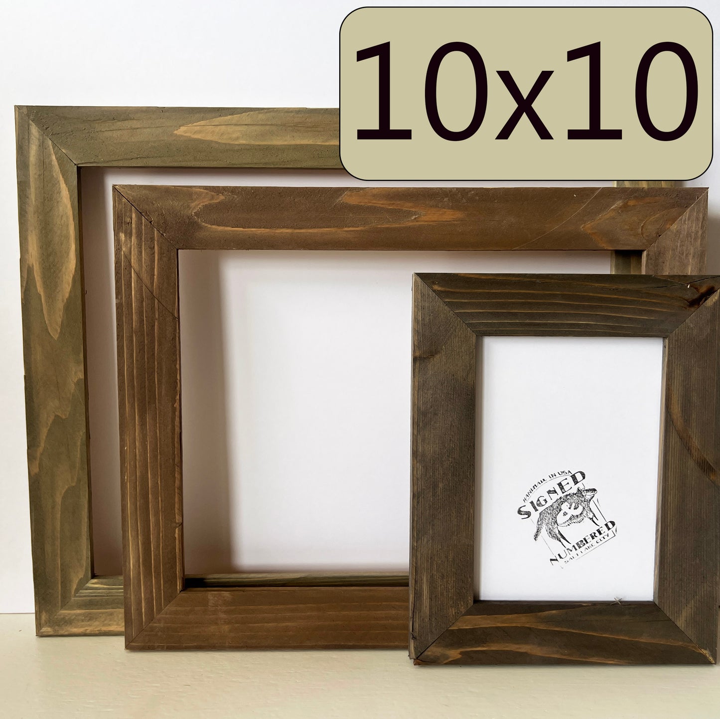 10x10" frame in Reclaimed Cedar style with Wash Finish - Choose your size - FREE SHIPPING