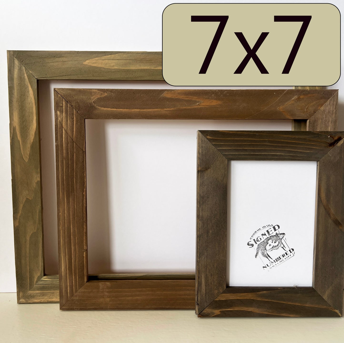 7x7" frame in Reclaimed Cedar style with Wash Finish - Choose your size - FREE SHIPPING
