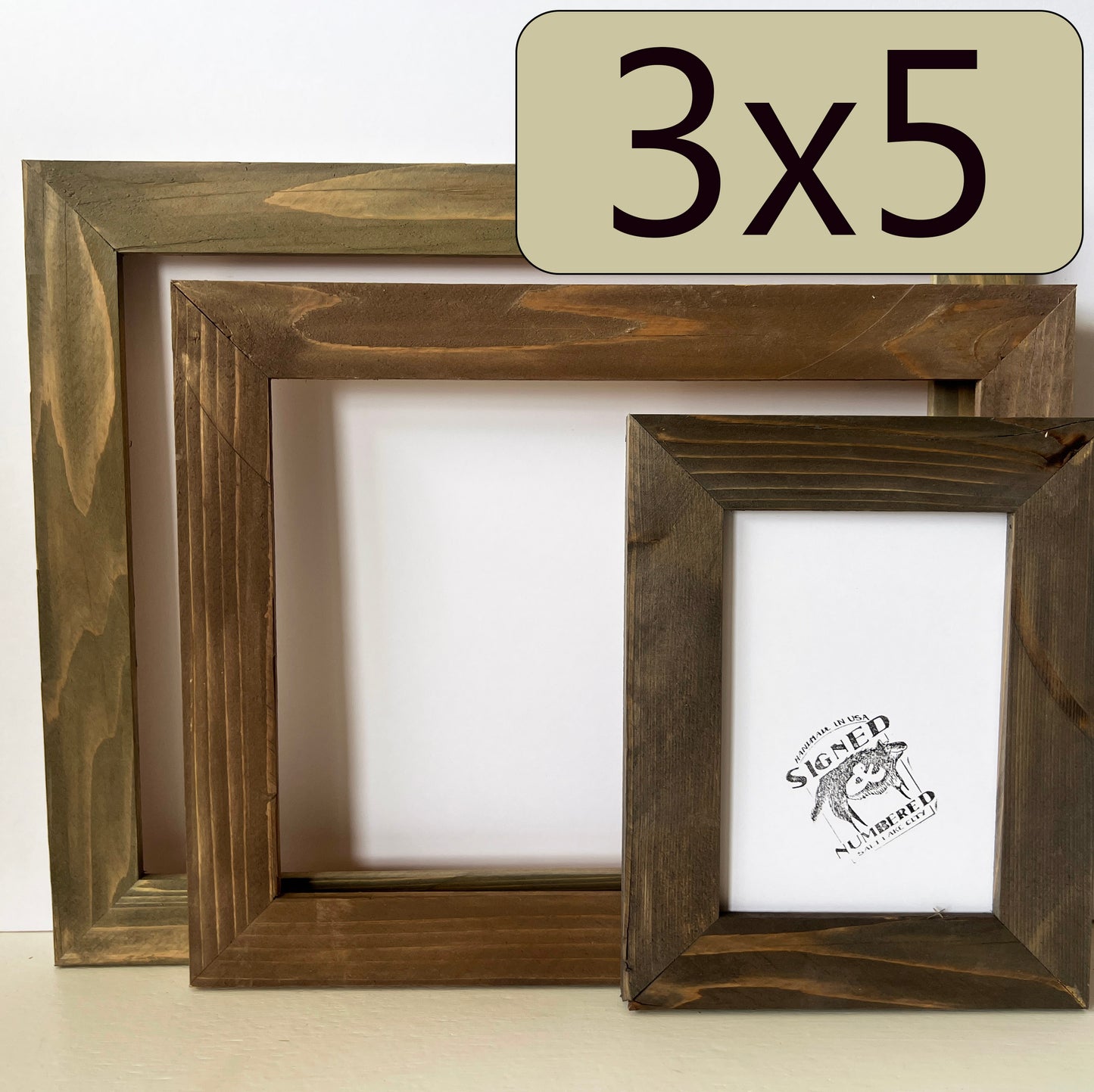 3x5" frame in Reclaimed Cedar style with Wash Finish - Choose your size - FREE SHIPPING