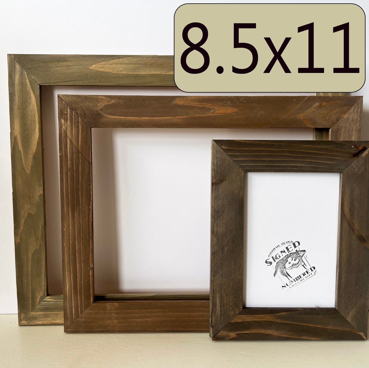 8.5x11" frame in Reclaimed Cedar style with Wash Finish - Choose your size - FREE SHIPPING