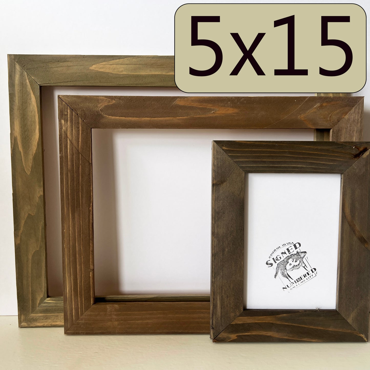 5x15" frame in Reclaimed Cedar style with Wash Finish - Choose your size - FREE SHIPPING