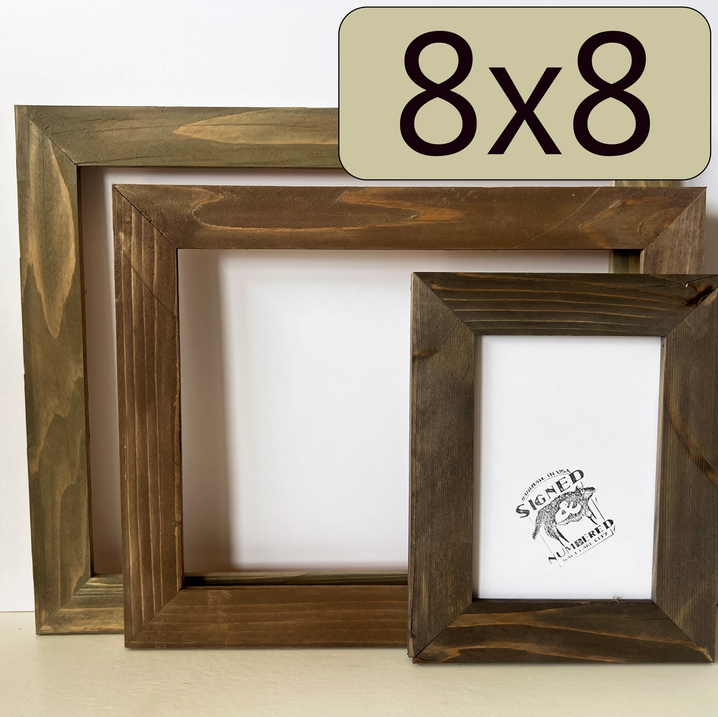 8x8" frame in Reclaimed Cedar style with Wash Finish - Choose your size - FREE SHIPPING
