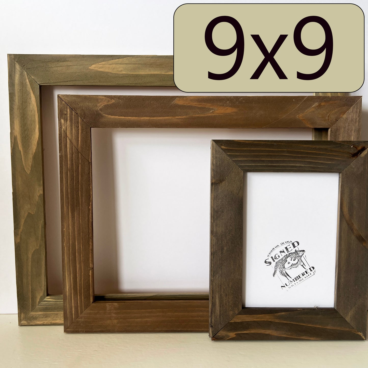 9x9" frame in Reclaimed Cedar style with Wash Finish - Choose your size - FREE SHIPPING