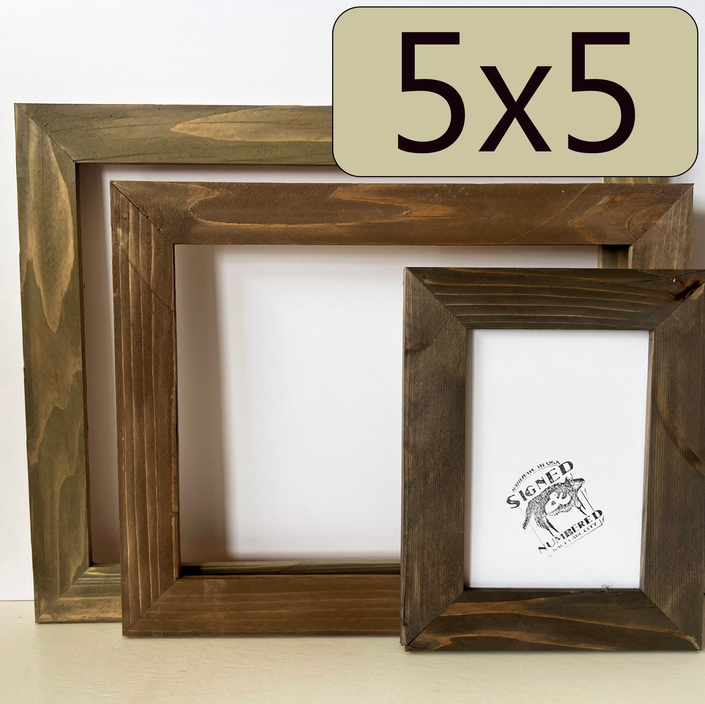 5x5" frame in Reclaimed Cedar style with Wash Finish - Choose your size - FREE SHIPPING