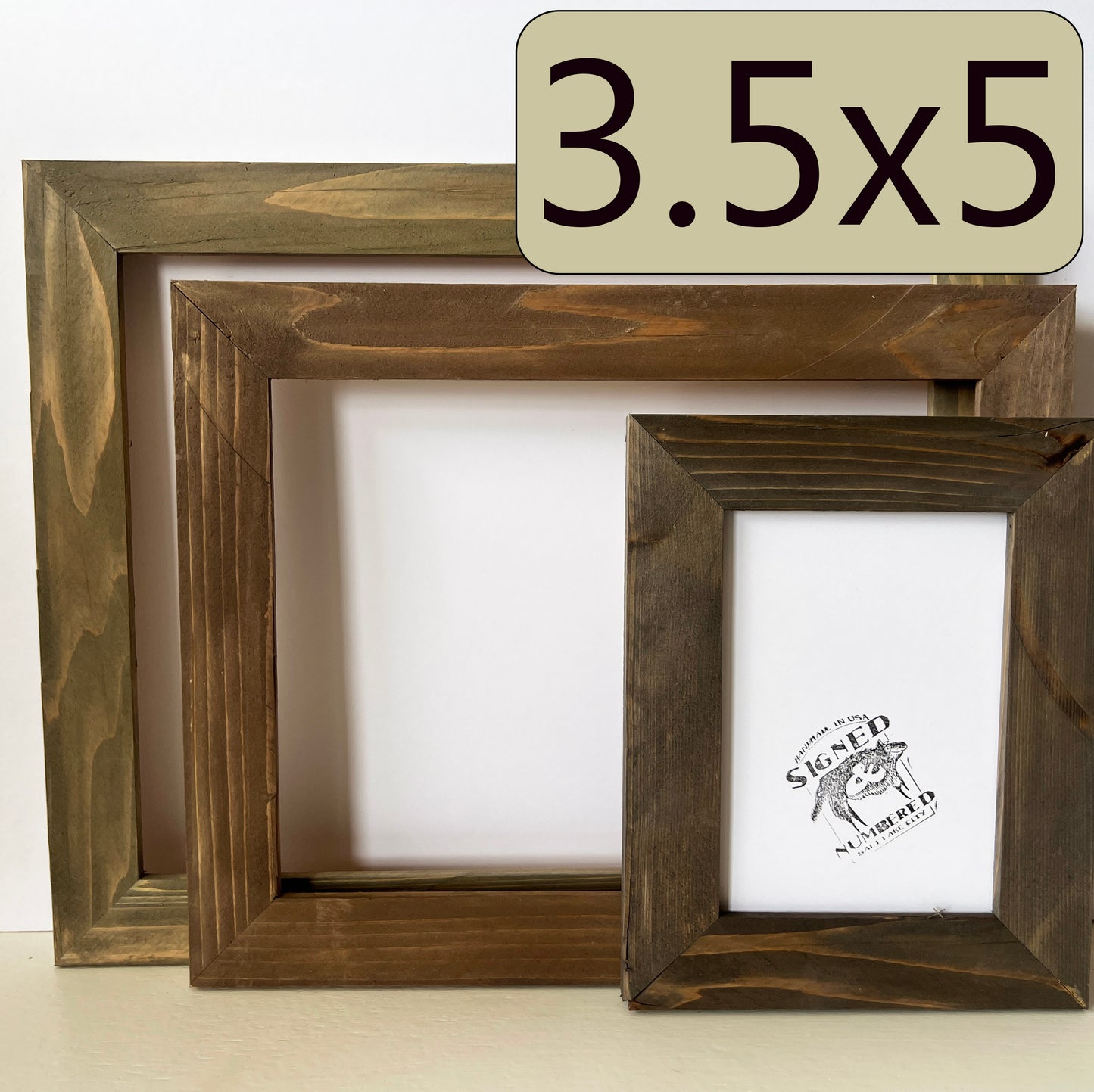 3.5x5" frame in Reclaimed Cedar style with Wash Finish - Choose your size - FREE SHIPPING