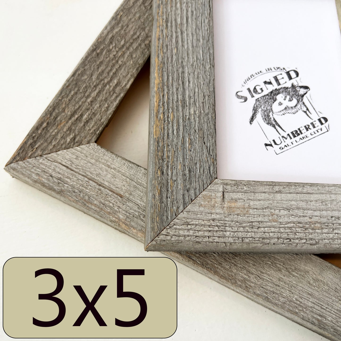 3x5" frame in Rustic Natural Cedar style - FREE SHIPPING