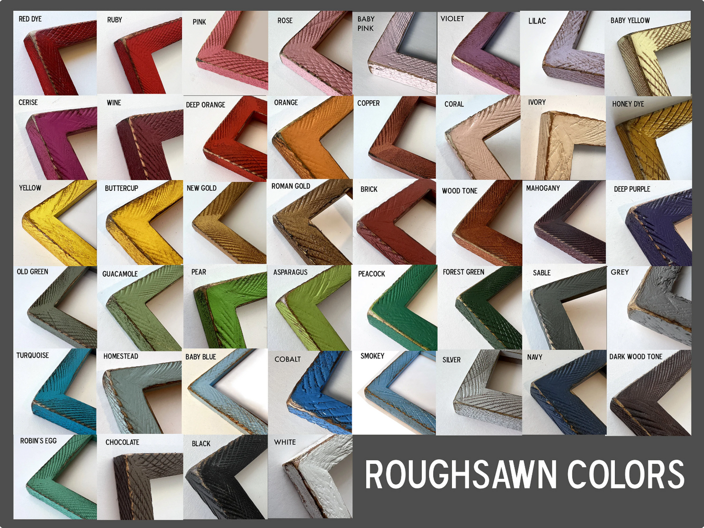 10x10" frame in 2" Roughsawn style - Choose your color - FREE SHIPPING