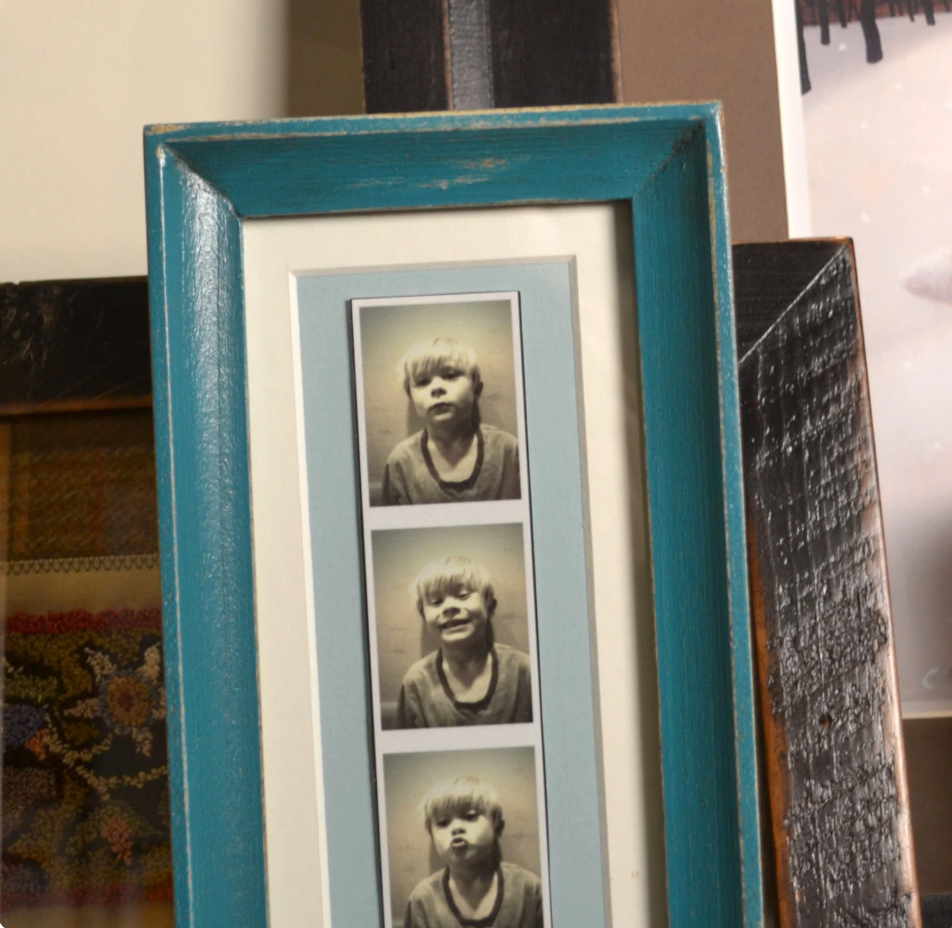 Picture Frame for 2x6" or 2x8" Photo Booth Strip in Foxy Cove Style - Choose Your Frame and Mat Colors