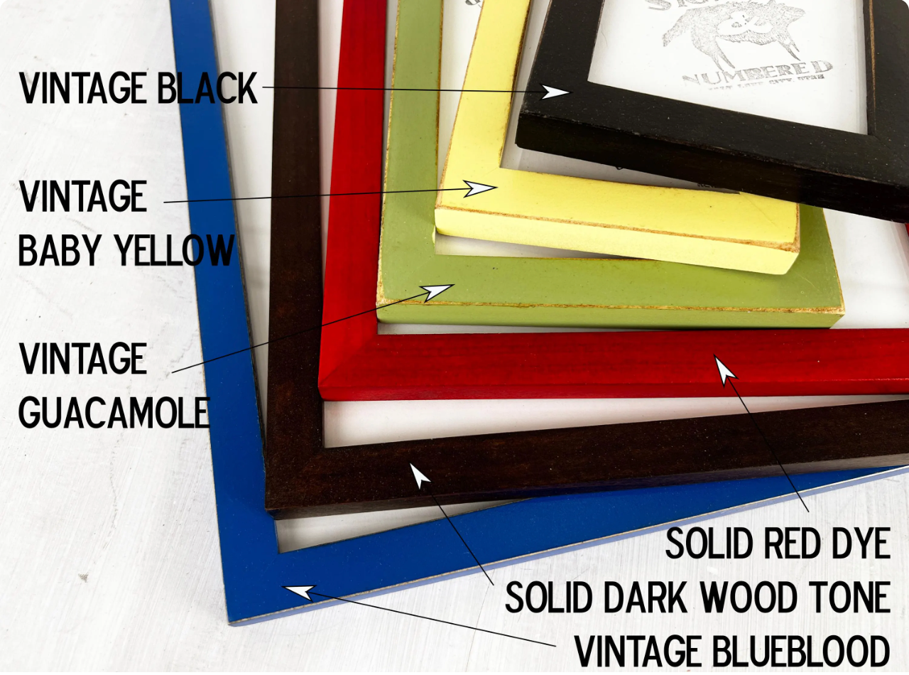 Peewee Style Picture Frame - Choose Your Size & Color - Ships Right Away - FREE SHIPPING