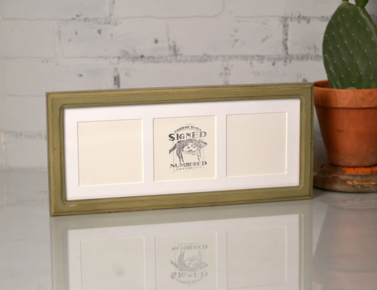 6x15" frame in 1x1 Double Cove style - Holds (3) 4x4" Photos - Choose your color - FREE SHIPPING!