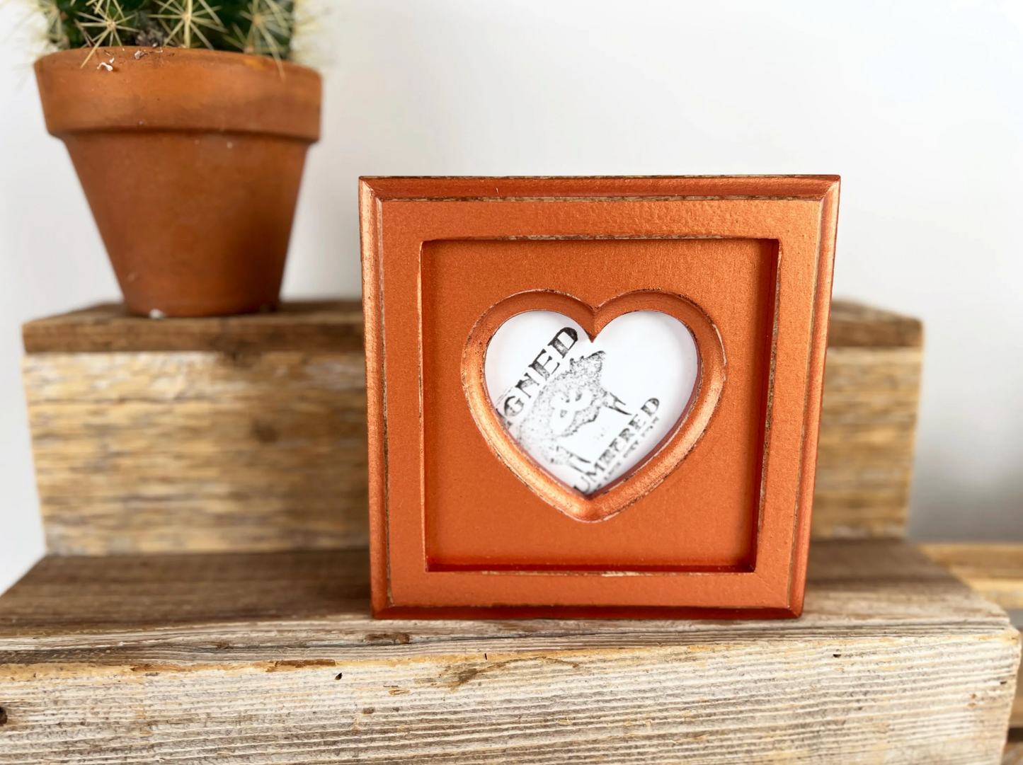 3x3" frame in Heart with Outside Cove Build Up style - Choose your color - FREE SHIPPING