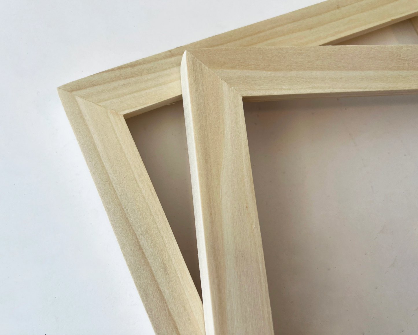 1x1 Flat frame style in Solid Natural Poplar Hardwood - Choose your size - FREE SHIPPING!