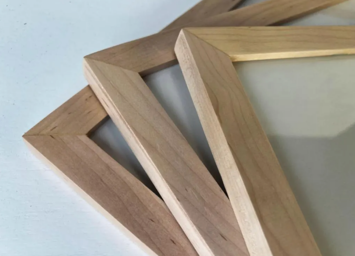 1x1 Flat frame style in Solid Natural Maple Hardwood - Choose your size - FREE SHIPPING!