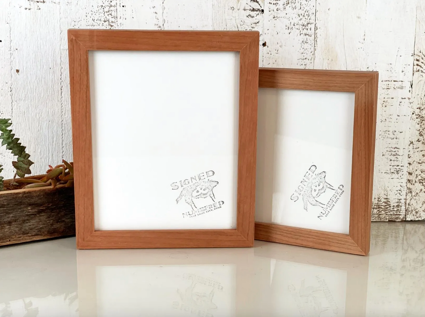 1x1 Flat frame style in Solid Natural Cherry Hardwood - Choose your size - FREE SHIPPING!